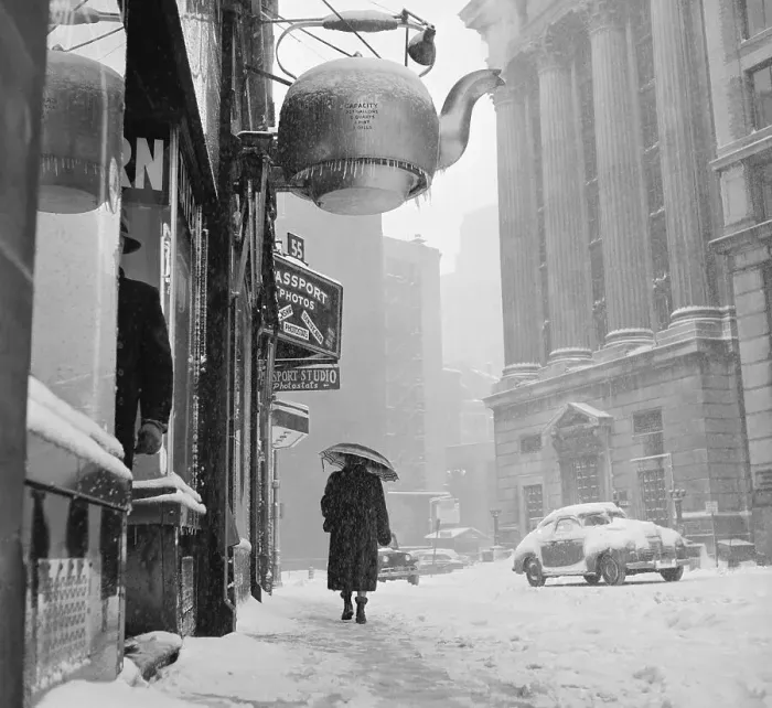 Framed Print : Woman With Umbrella Walking Near Kettle Posted on Establishment Framed Print : Woman With Umbrella Walking Near Kettle Posted on Establishment