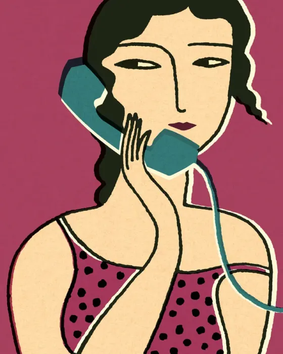 Framed Print : Woman Using a Telephone Framed Print : Woman Using a Telephone