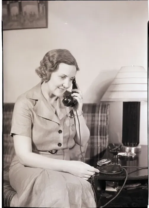Framed Print : Woman Using Telephone Framed Print : Woman Using Telephone