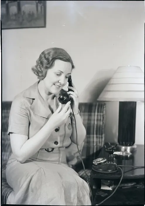 Framed Print : Woman Using Telephone Framed Print : Woman Using Telephone