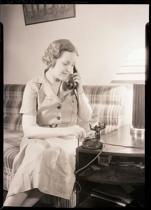 Framed Print : Woman Using Telephone Framed Print : Woman Using Telephone