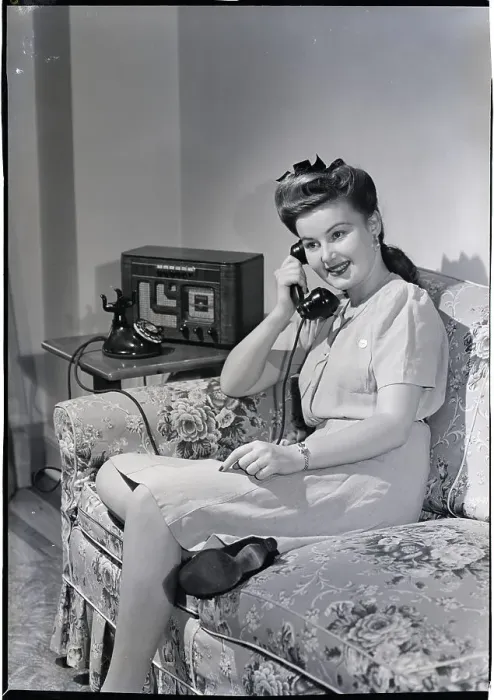 Framed Print : Woman Using Telephone Framed Print : Woman Using Telephone