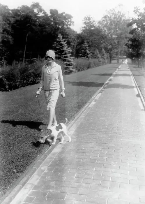 Framed Print : Woman Walking With Dog Framed Print : Woman Walking With Dog