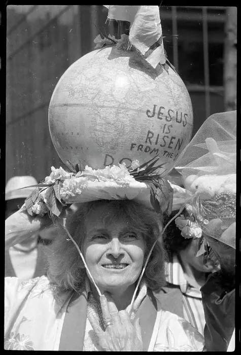 Framed Print : Woman Wearing a Hat at Easter Parade Framed Print : Woman Wearing a Hat at Easter Parade