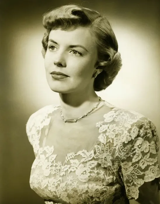 Framed Print : Woman wearing lace dress posing in studio, (B&W), (Close-up), (Portrait) Framed Print : Woman wearing lace dress posing in studio, (B&W), (Close-up), (Portrait)