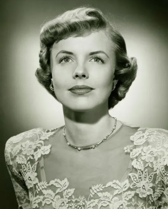Framed Print : Woman wearing lace dress posing in studio, (B&W), (Close-up), (Portrait) Framed Print : Woman wearing lace dress posing in studio, (B&W), (Close-up), (Portrait)