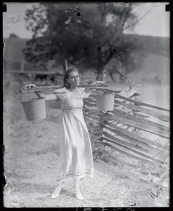 Framed Print : Woman Wearing Milk Maid Costume Framed Print : Woman Wearing Milk Maid Costume