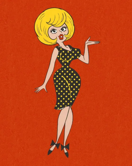 Framed Print : Woman Wearing a Polka Dot Dress Framed Print : Woman Wearing a Polka Dot Dress