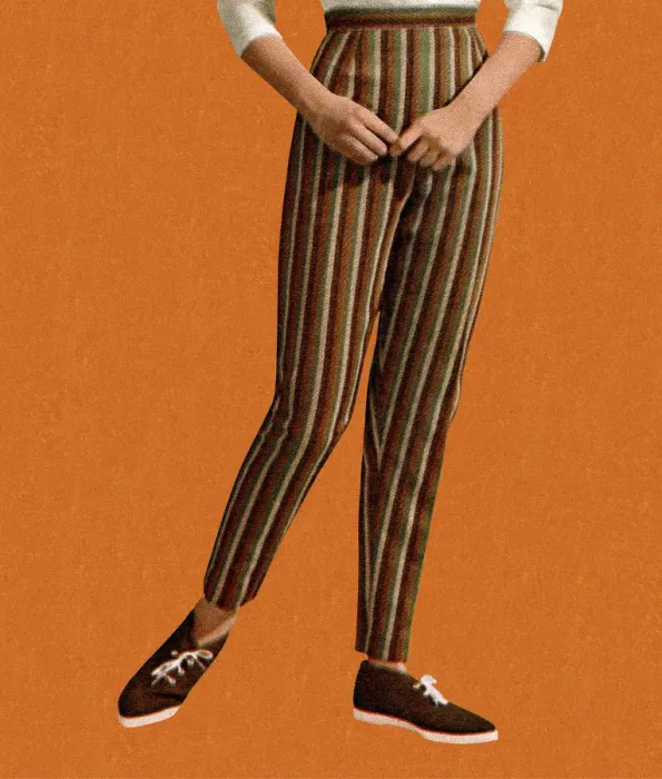 Framed Print : Woman Wearing Striped Pants Framed Print : Woman Wearing Striped Pants
