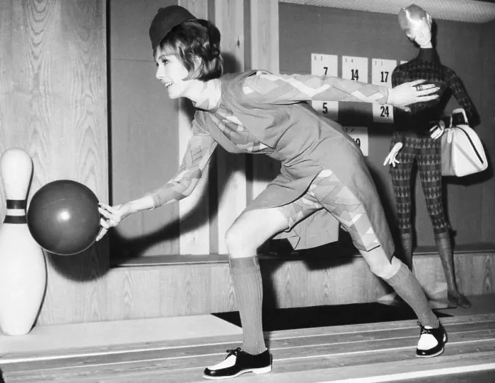 Framed Print : Woman Wearing Stylish Bowling Outfit Framed Print : Woman Wearing Stylish Bowling Outfit