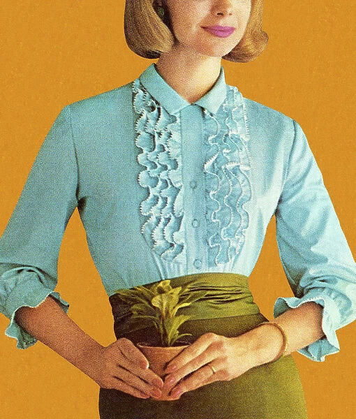 Woman Wearing Turquoise Blouse
