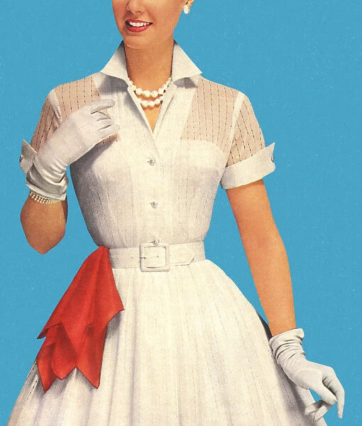 Woman Wearing White Dress With Red Handkerchief