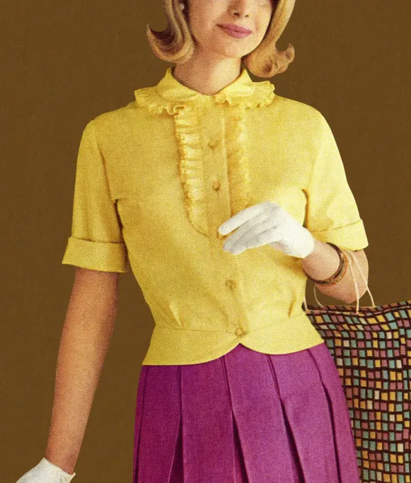 Framed Print : Woman Wearing Yellow Top and White Gloves Framed Print : Woman Wearing Yellow Top and White Gloves