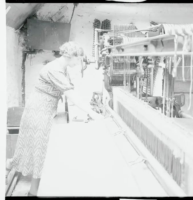 Framed Print : Woman Weaving Tweed Framed Print : Woman Weaving Tweed