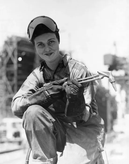 Framed Print : Woman Welder With Welding Nozzle Framed Print : Woman Welder With Welding Nozzle