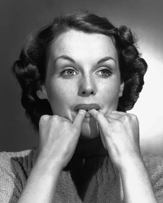 Framed Print : Woman Whistling Through Pinky Fingers Framed Print : Woman Whistling Through Pinky Fingers