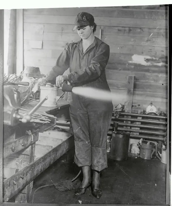 Framed Print : Woman Worker and Blow Torch Framed Print : Woman Worker and Blow Torch