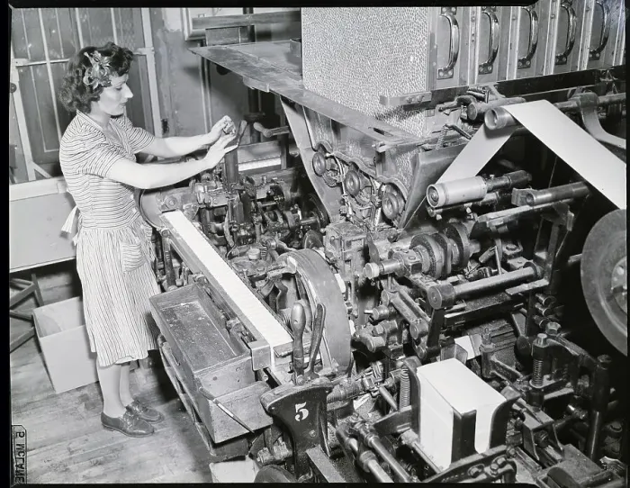 Framed Print : Woman Working At Cigarette Packaging Framed Print : Woman Working At Cigarette Packaging