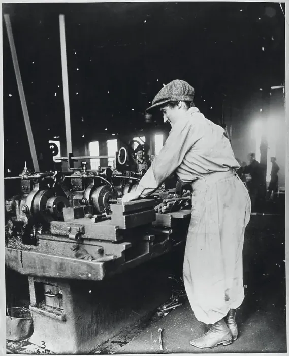 Framed Print : Woman Working at Metal Machine Framed Print : Woman Working at Metal Machine