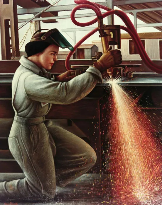 Framed Print : Woman Working in Metal Shop Framed Print : Woman Working in Metal Shop