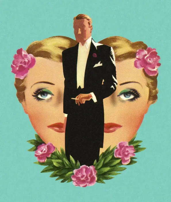 Framed Print : Womans Face and Man Wearing a Tux Framed Print : Womans Face and Man Wearing a Tux