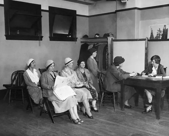Framed Print : Women Applying for Work Camp Framed Print : Women Applying for Work Camp