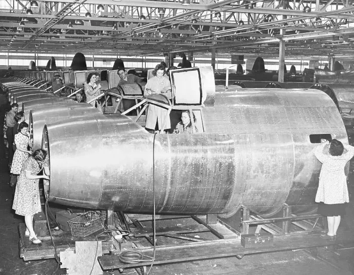Framed Print : Women Assemble Aircraft During WWII Framed Print : Women Assemble Aircraft During WWII