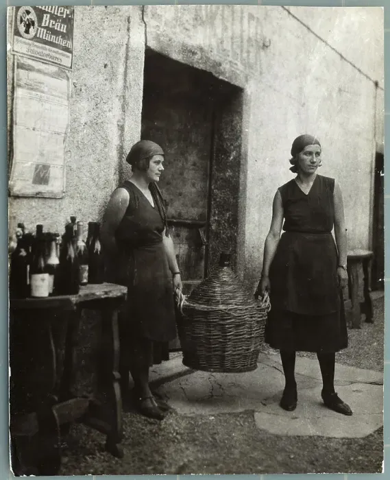 Framed Print : x. Lugana, Italy: Two women at the Asti wine cellar, staring at the wine Framed Print : x. Lugana, Italy: Two women at the Asti wine cellar, staring at the wine