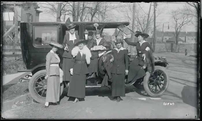 Framed Print : Women at Automobile Framed Print : Women at Automobile