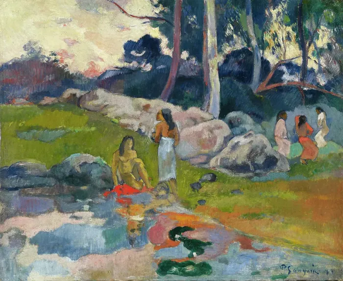 Framed Print : Women At The Banks Of River Framed Print : Women At The Banks Of River
