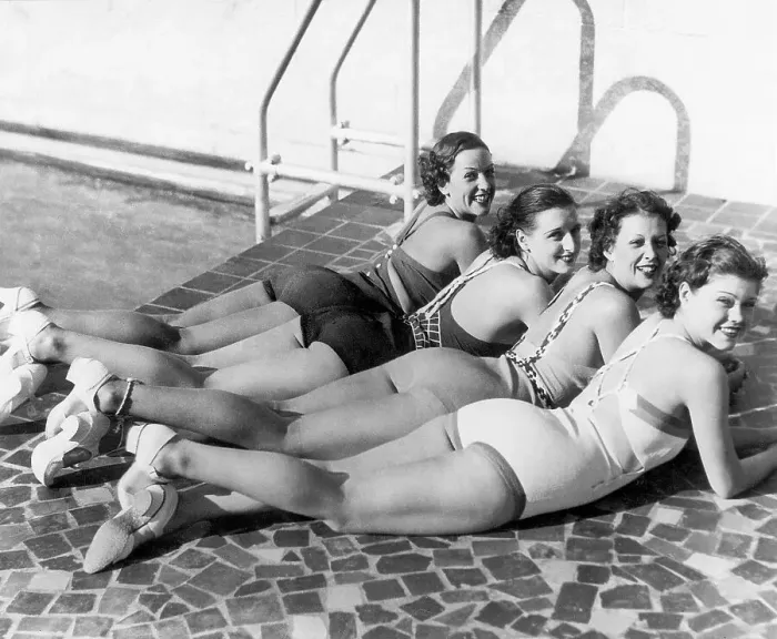 Framed Print : Four Women in Bathing Suits Framed Print : Four Women in Bathing Suits