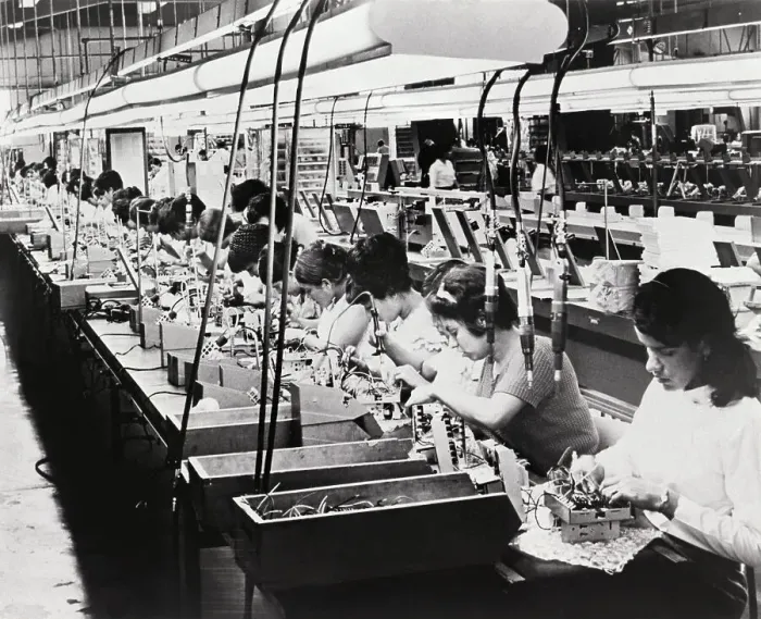Framed Print : Women Building Timers on Assembly Line Framed Print : Women Building Timers on Assembly Line