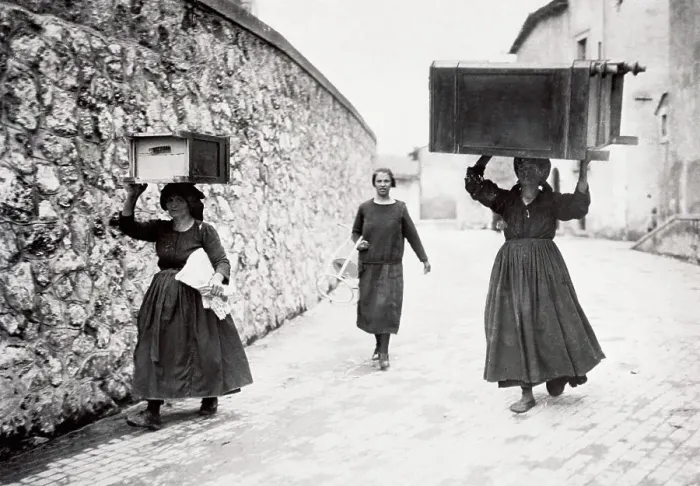 Framed Print : Women Carrying Furniture on Their Heads Framed Print : Women Carrying Furniture on Their Heads