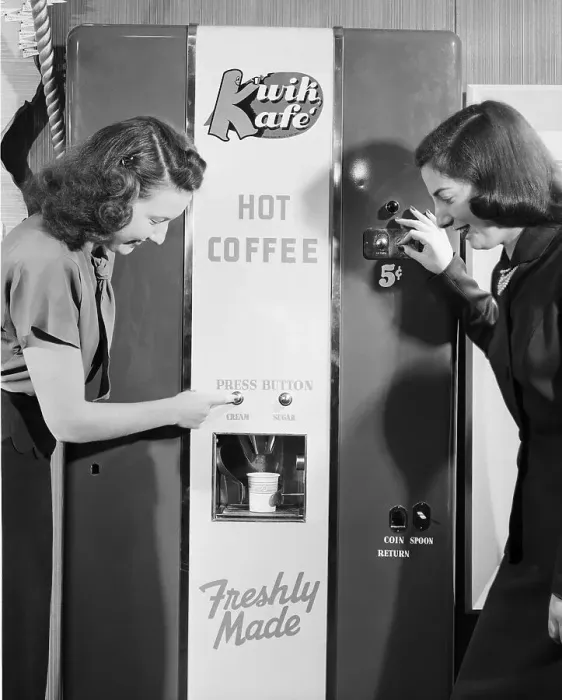 Framed Print : Women At Coffee Machine Framed Print : Women At Coffee Machine