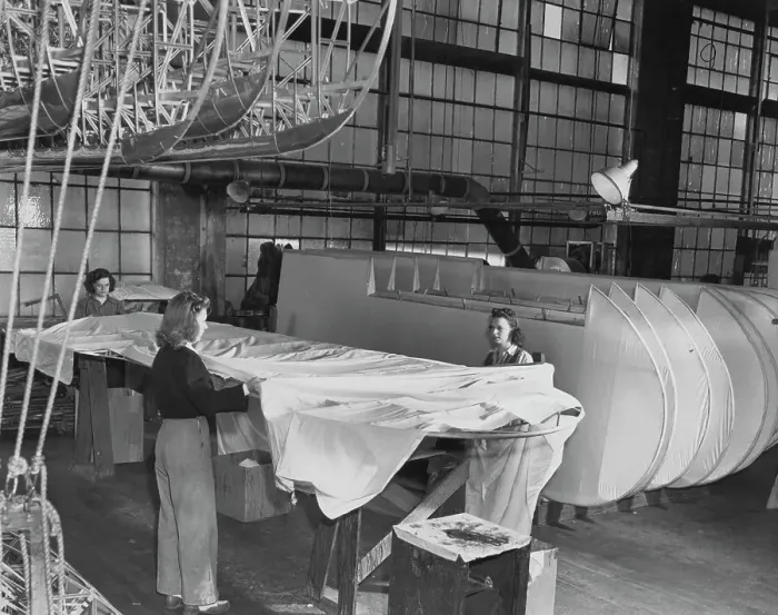 Framed Print : Women Construct Airplanes for U.S. Army Framed Print : Women Construct Airplanes for U.S. Army