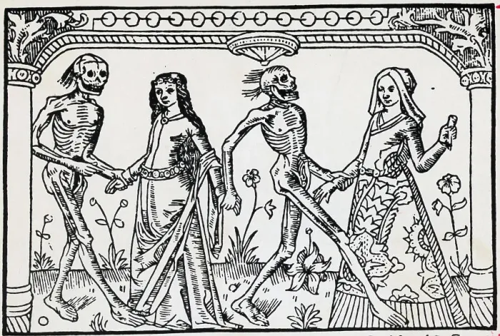 Framed Print : Women Dancing With Skeletons; Woodcut Framed Print : Women Dancing With Skeletons; Woodcut