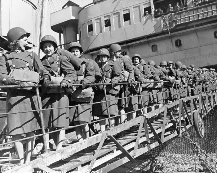 Framed Print : Women Disembarking from Ship Framed Print : Women Disembarking from Ship