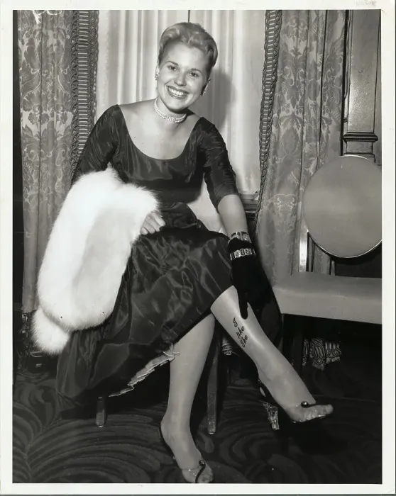 Framed Print : Women Displaying I Like Ike Stockings Framed Print : Women Displaying I Like Ike Stockings