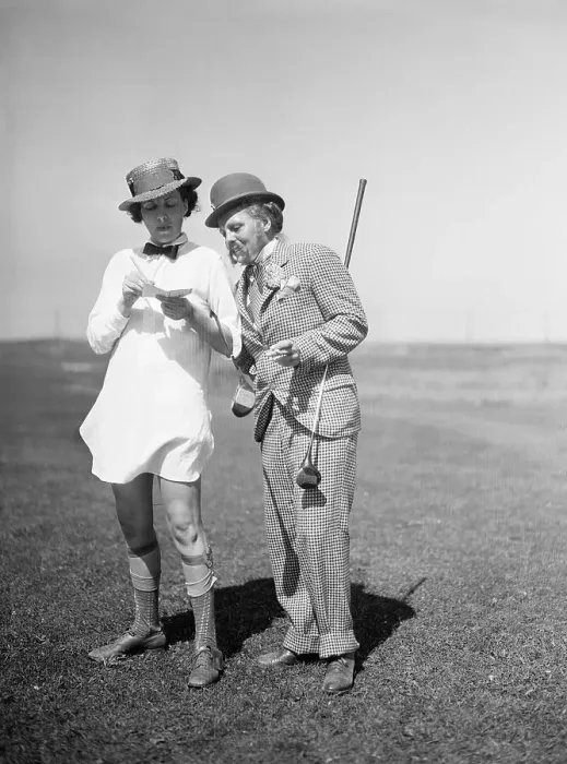 Framed Print : Women Dressed as Men on Golf Course Framed Print : Women Dressed as Men on Golf Course