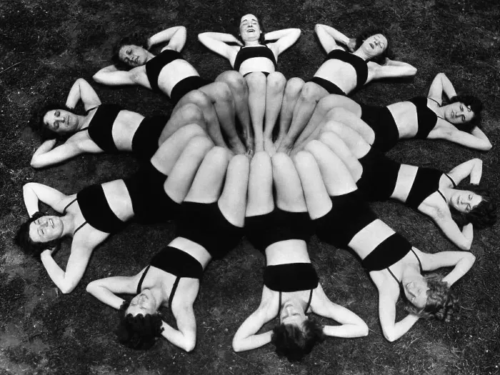 Framed Print : Women exercising in circle