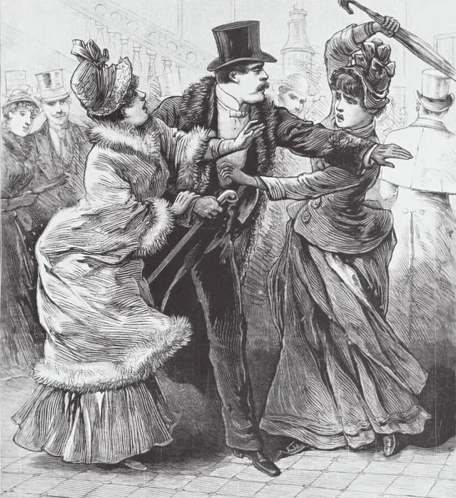 Framed Print : Women Fighting over Man Framed Print : Women Fighting over Man