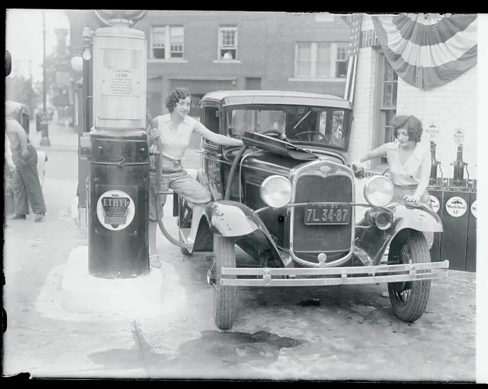 Framed Print : Women Gas Attendants Framed Print : Women Gas Attendants