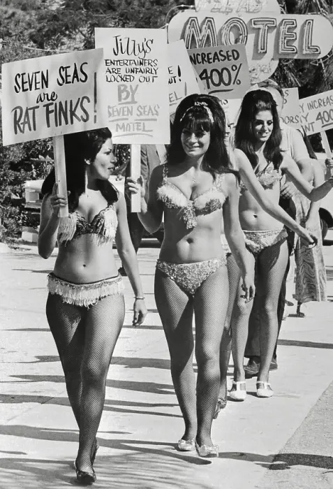 Framed Print : Women in Go-Go Outfits Protesting Framed Print : Women in Go-Go Outfits Protesting