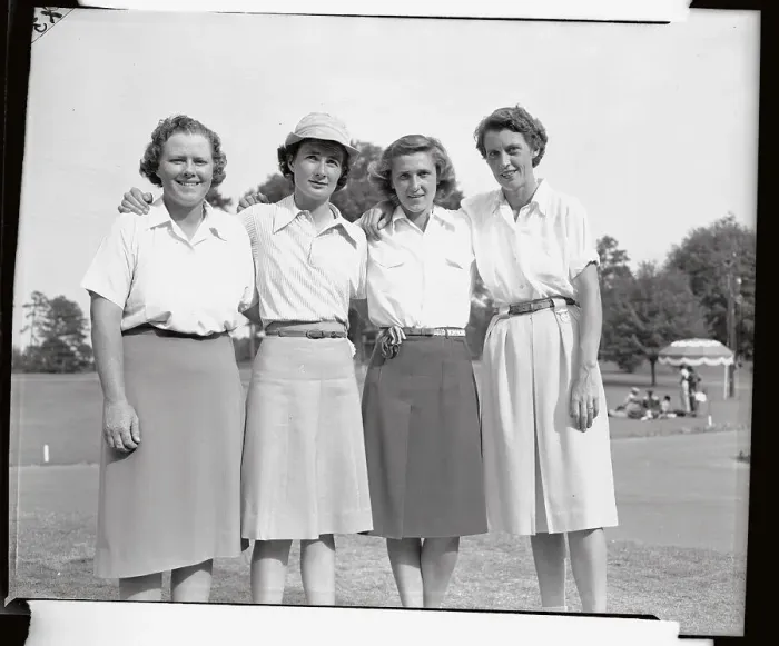 Framed Print : Four Women Golfers on Course