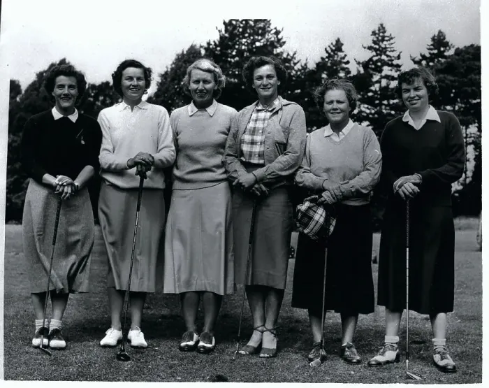 Framed Print : Women Golfers Standing with Their Clubs Framed Print : Women Golfers Standing with Their Clubs