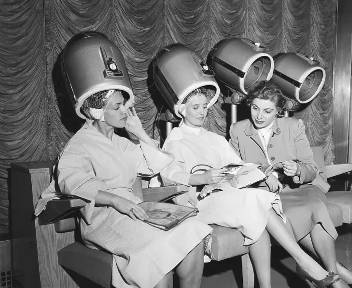 Framed Print : Women Under Hair Dryers Framed Print : Women Under Hair Dryers