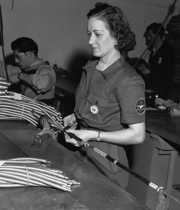 Framed Print : Women Hired for Aircraft Plant Work Framed Print : Women Hired for Aircraft Plant Work