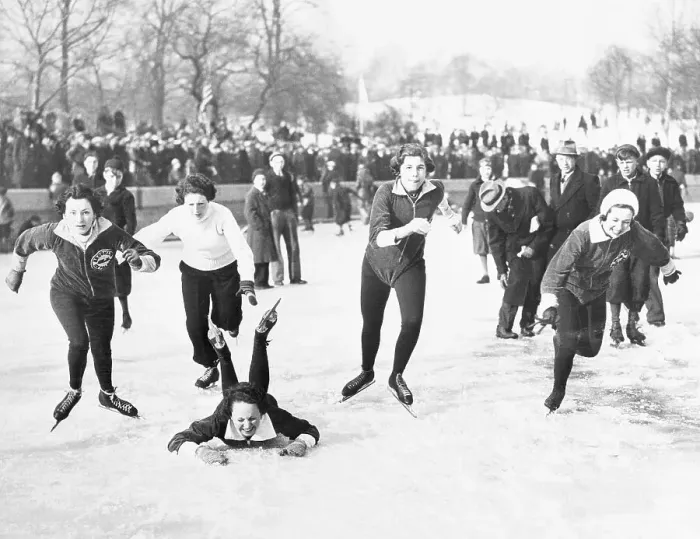 Framed Print : Women Ice Skating in Central Park Framed Print : Women Ice Skating in Central Park