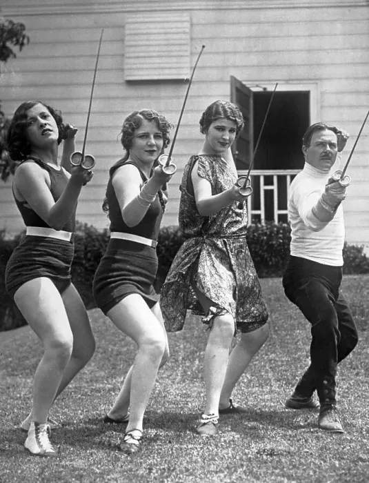 Framed Print : Women Learning How to Fence Framed Print : Women Learning How to Fence