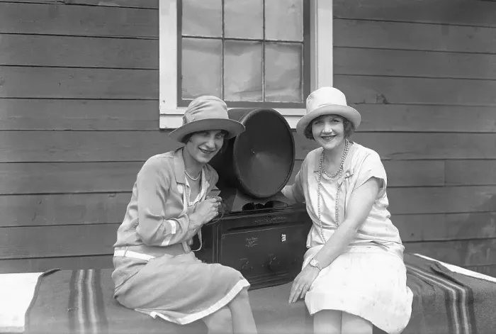 Framed Print : Women Listening to the Radio Framed Print : Women Listening to the Radio